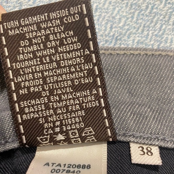 7 For All Mankind Grey Straight Leg Button Fly Jeans, Size 38/33, Cotton/Spandex - Picture 10 of 12